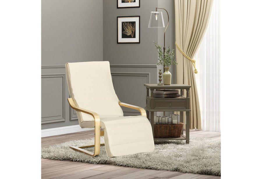 HOMCOM Relaxsessel Polstersessel mit Leinenoptik Sessel (Set, 1-St., Lesesessel), 5-fach verstellbare Fußstütze, abnehmbare Bezüge von HOMCOM