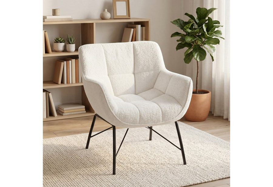HOMCOM Relaxsessel Loungesessel Sessel mit Sherpa-Fleece-Optik, mit Armlehnen (Loungesessel, 1-St., Sessel), Elegante Steppung, ergonomisch, robust von HOMCOM