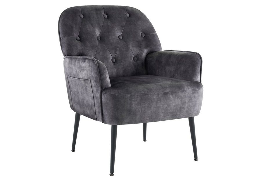 Intimate WM Heart Sessel Einzelsessel, Retro Fernsehsessel mit Metallbeinen, Samt Loungesessel mit Armlehne für Schlafzimmer Wohnzimmer von Intimate WM Heart