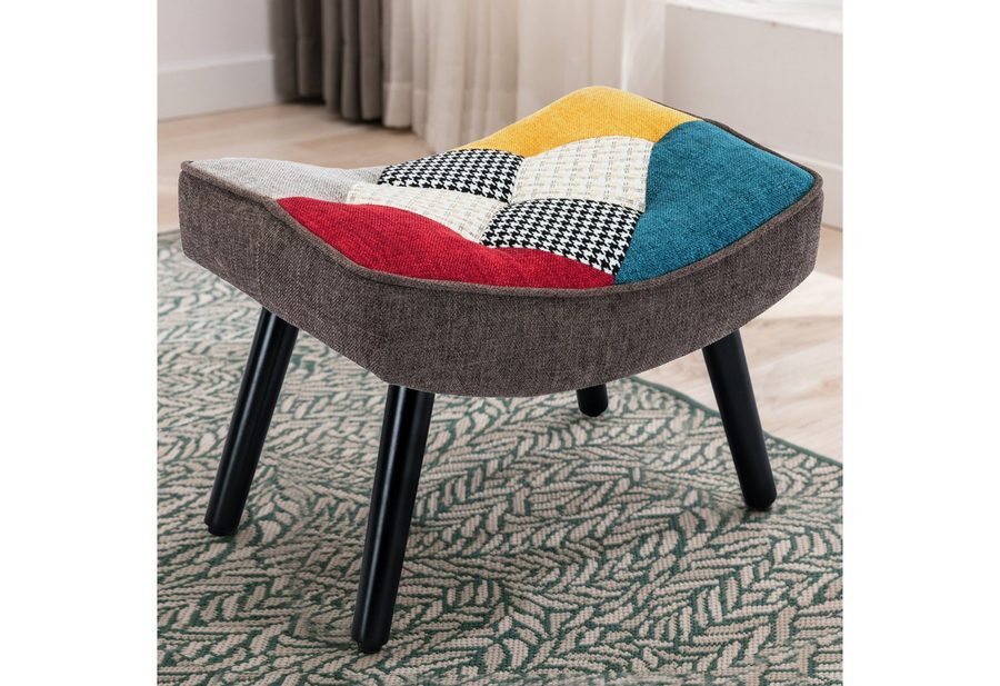 HomeMiYN Sitzhocker Hocker, Patchwork-Sessel, Ohrensessel, Schaukelstuhl von HomeMiYN