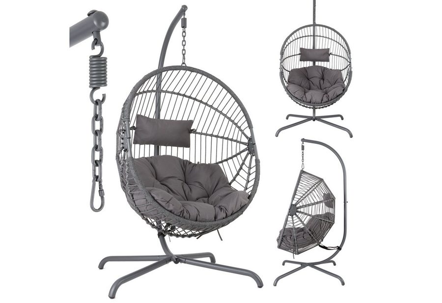 Arebos Hängesessel höhenverstellbar - für Indoor & Outdoor belastbar bis 130 kg, Freistehender Hängesessel im Rope-Design, 360° drehbar von Arebos