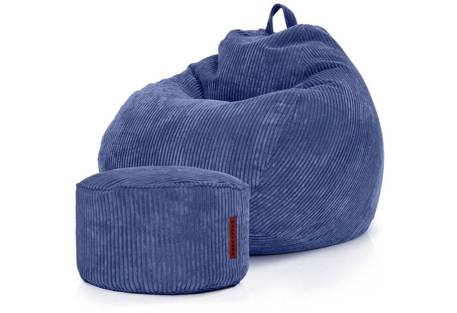 Green Bean Sitzsack XXL Sitzsack Scoop + Hocker aus Cord, Indoor Sitzkissen mit Sitzhocker, Relax Sessel von Green Bean