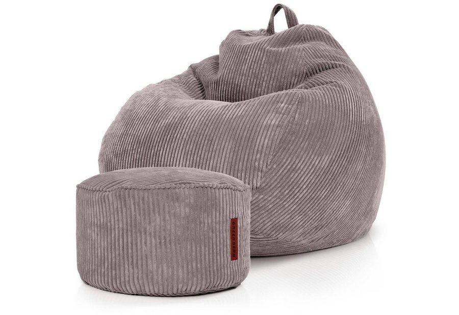 Green Bean Sitzsack XXL Sitzsack Scoop + Hocker aus Cord, Indoor Sitzkissen mit Sitzhocker, Relax Sessel von Green Bean
