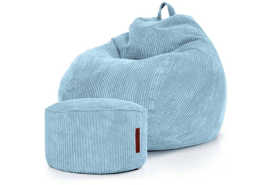 Green Bean Sitzsack XXL Sitzsack Scoop + Hocker aus Cord, Indoor Sitzkissen mit Sitzhocker, Relax Sessel von Green Bean