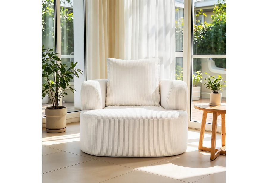 oyajia Relaxsessel Sofa aus Cord mit Armlehnen, vakuumiert, B: 86 cm, Sitzhöhe: 32 cm, Weich und Formstabil, Für Schlafzimmer, Büro und Wohnzimmer von oyajia
