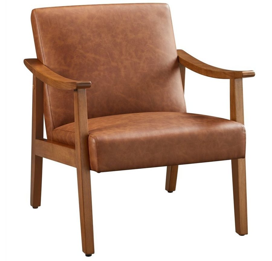 Yaheetech Relaxsessel Retro Loungesessel Einzelsofa, Loungesessel Lesesessel Kunstleder Belastbar bis 136 kg von Yaheetech