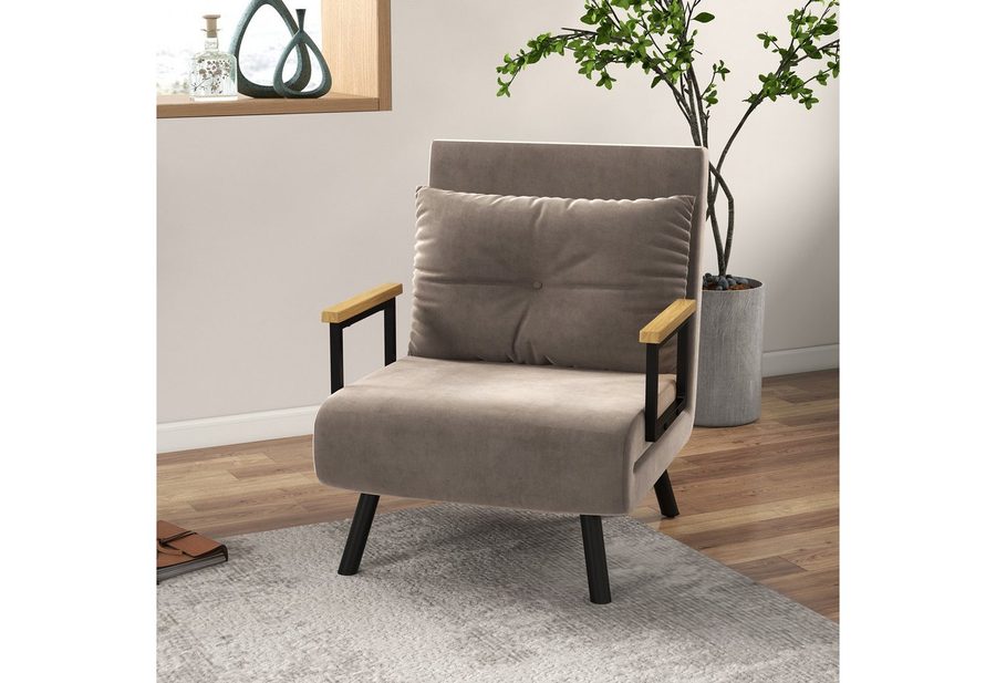 HOMCOM HOMCOM Schlafsessel, Einzelsofa mit Bettfunktion, Relaxsessel mit Rückenkissen von HOMCOM
