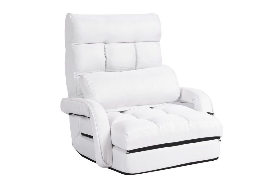 COSTWAY Relaxsessel Liegebett, verstellbar,klappbar,mit Armlehnen&Kissen von COSTWAY