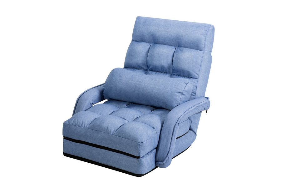 COSTWAY Relaxsessel Liegebett, verstellbar,klappbar,mit Armlehnen&Kissen von COSTWAY
