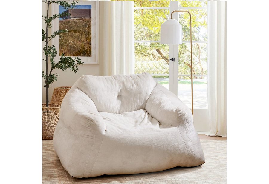 COSTWAY Sitzsack, Sessel, Bodensessel Samt mit rutschfestem Boden von COSTWAY