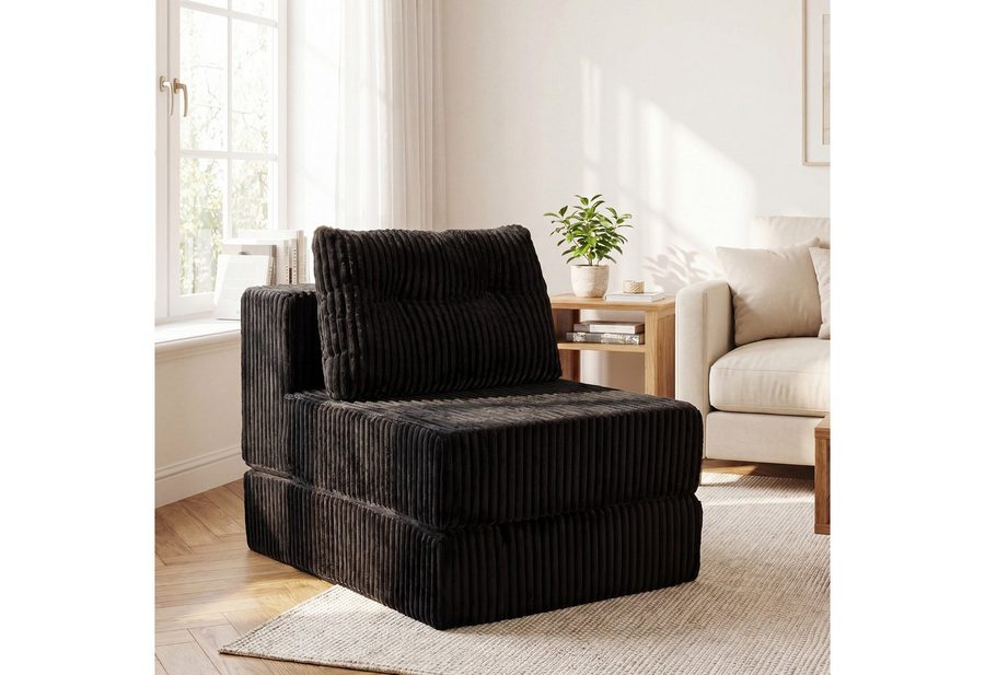 GRAVFORCE Schlafsofa mit Kissen – 3-in-1 Sessel, Rückenstütze, klappbare Matratze, Beige, 1 Teile, 3-in-1-Transformationsdesign von GRAVFORCE