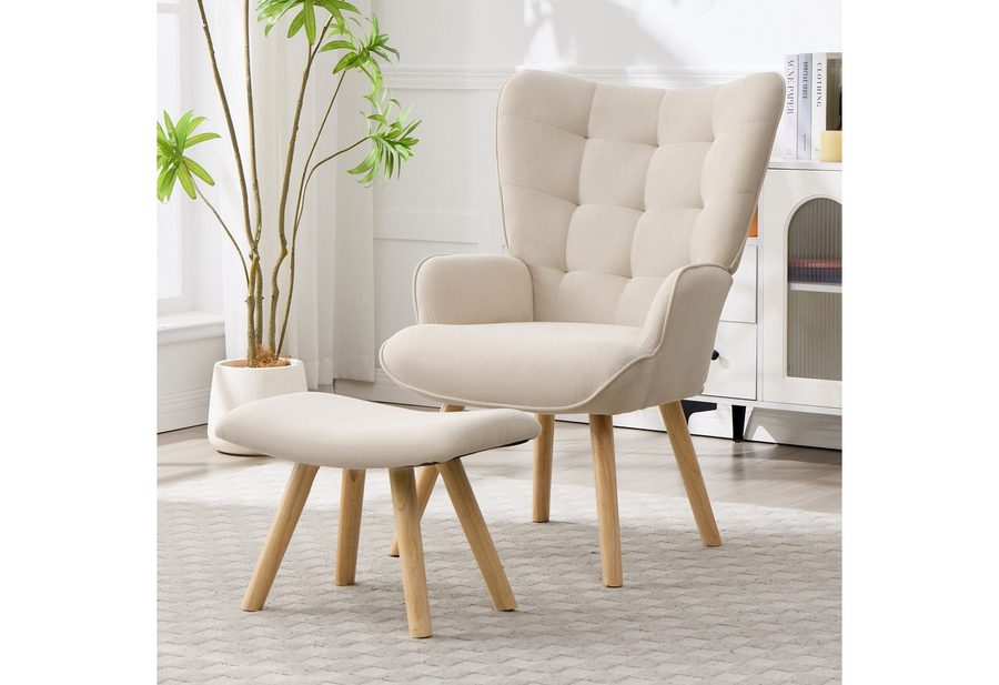 CANMOV Relaxsessel Moderner Relaxsessel mit Hocker, Bequemer Lounge Sessel für Wohnzimmer (1-St., bestehend aus Sessel und Hocker), Ergonomischer Polstersessel mit Hocker, Bequemer Lesesessel von CANMOV