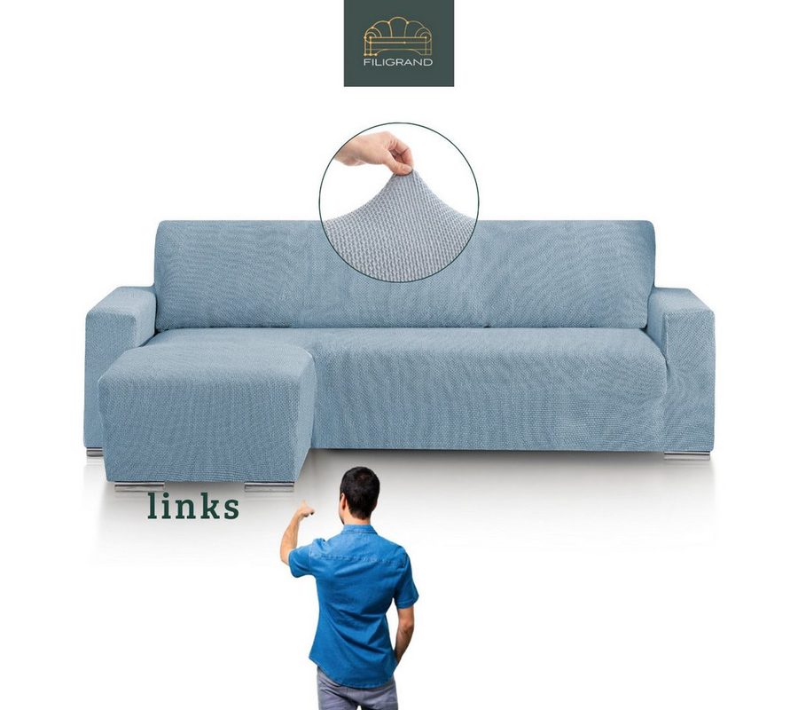 Belmarti Sofahusse 1-teiliger Sofabezug für L-Form mit Ottomane, hergestellt in Spanien, elastisches Material, hochwertiger und langlebiger Baumwollmix von Belmarti
