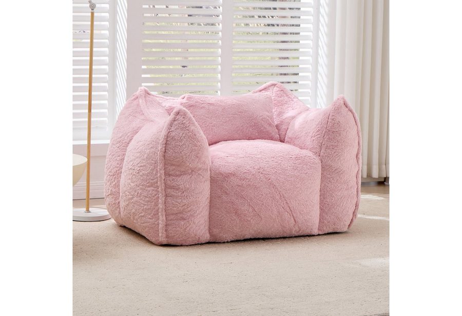 Vankel Relaxliege Sofas Wohnzimmer Loungesessel aus Kunstfell weich & bequem, Bean Bag Sessel mit Schaumstofffüllung und ohne Montage von Vankel