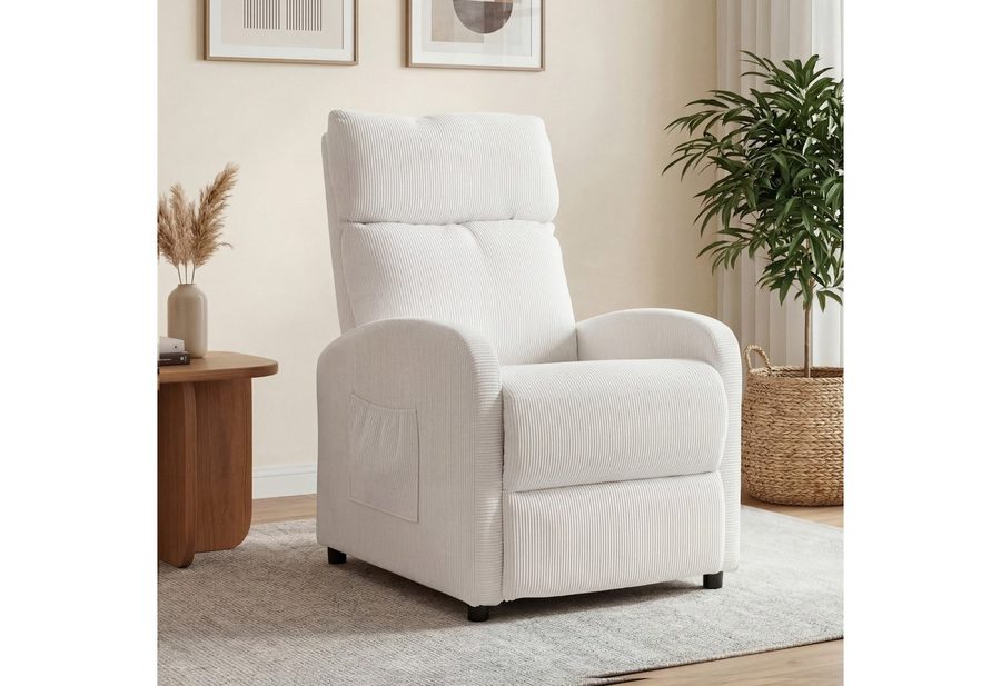 oyajia Relaxsessel Ergonomischer Liegesessel mit Relaxfunktion (verstellbare Rückenlehne & Seitentasche für mehr Funktion, Cordstoff), Fernsehsessel, bis 150 kg belastbar, 95°-145° von oyajia