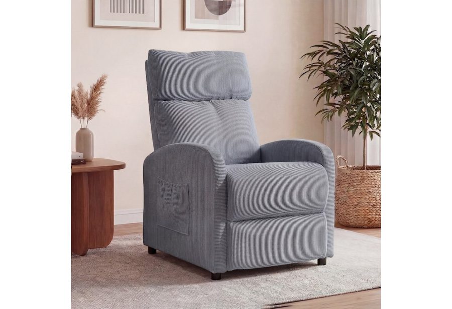 oyajia Relaxsessel Ergonomischer Liegesessel mit Relaxfunktion (verstellbare Rückenlehne & Seitentasche für mehr Funktion, Cordstoff), Fernsehsessel, bis 150 kg belastbar, 95°-145° von oyajia