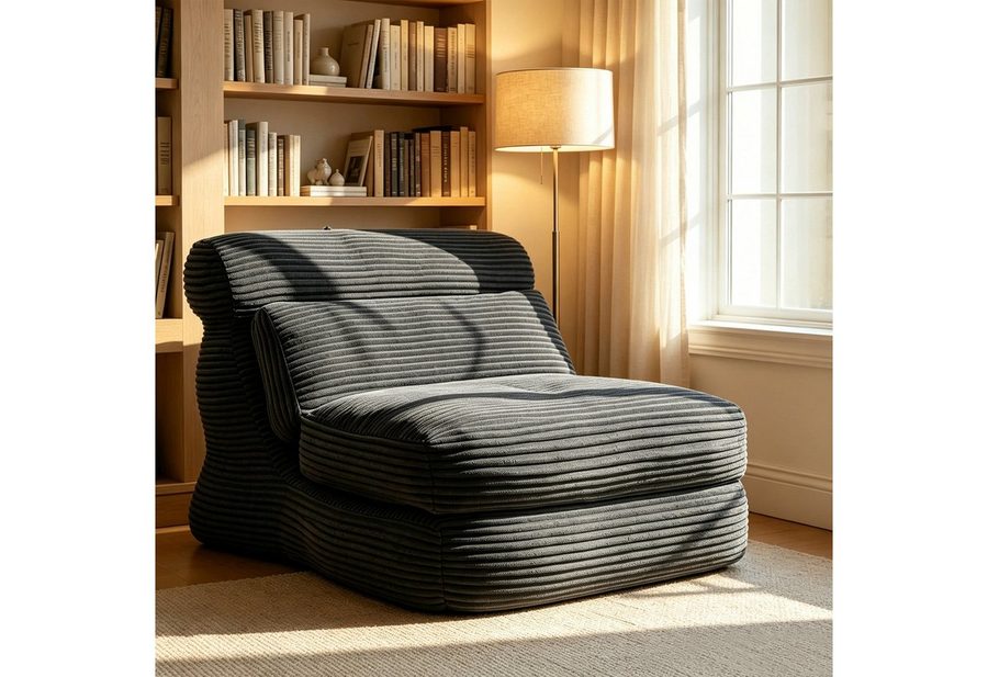 VUZINIC Sofa Umschlagbares Kordstoff-Bodensofa, verstellbarer Liegesessel, 1 Teile, abnehmbarer waschbarer Bezug für Wohn- & Schlafzimmer von VUZINIC