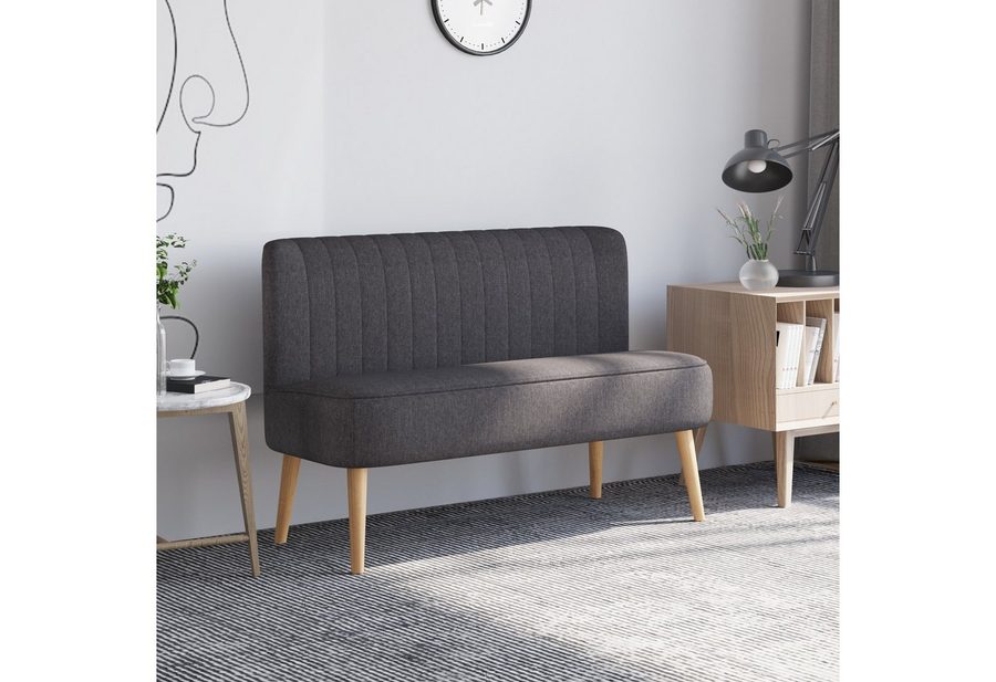 HOMCOM 2-Sitzer Sitzmöbel, Loungesofa, aus Holz, Samtartiges Polyster, Schaumstoff, Doppelsofa 1 Teile, für Wohnzimmer, Schlafzimmer, 117 x 56,5 x 77 cm, Dunkelgrau von HOMCOM