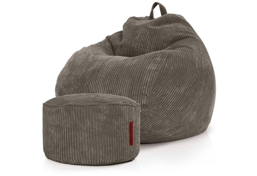 Green Bean Sitzsack XXL Sitzsack Scoop + Hocker aus Cord, Indoor Sitzkissen mit Sitzhocker, Relax Sessel von Green Bean