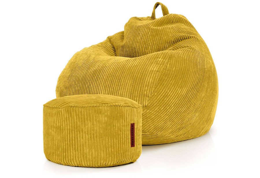 Green Bean Sitzsack XXL Sitzsack Scoop + Hocker aus Cord, Indoor Sitzkissen mit Sitzhocker, Relax Sessel von Green Bean