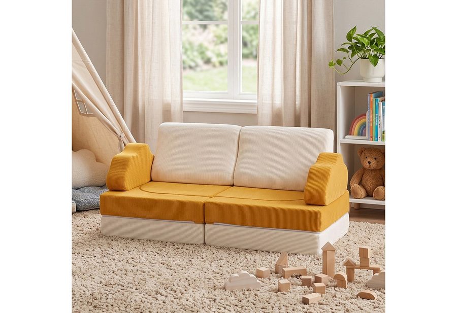 Jiexi Kindersofa Kindersofa Modular Spielsofa aus Cord Stoff Schaumstoff Couch von Jiexi
