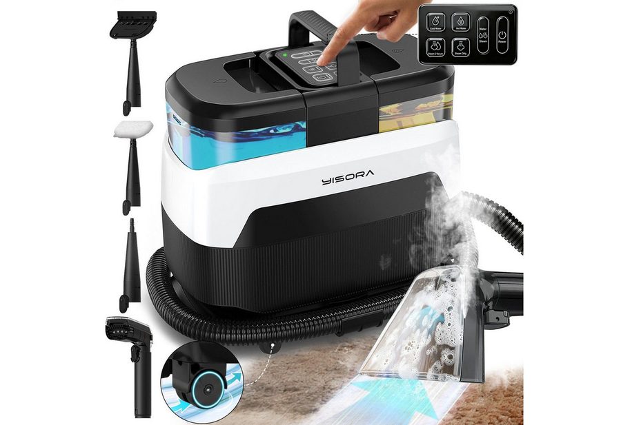 Grenintol Teppichreinigungsgerät Dampfreiniger,Waschsauger,Polsterreiniger Gerät,Teppichreiniger, 1650 W, Fleckenreiniger 35 KPA starke Saugleistung, Tiefenreinigung in vier Modi, Die Dampftemperatur ist verstellbar von 65℃ bis 100℃, Für Küchenfett, Teppiche, Polstermöbel, Sofas, Autos, Haustiere. von Grenintol