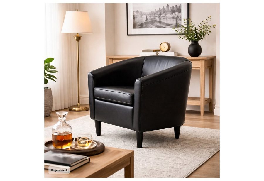 HTI-Living Cocktailsessel Clubsessel Cadogan Kunstleder Schwarz (Stück, 1-St., 1 Sessel) von HTI-Living