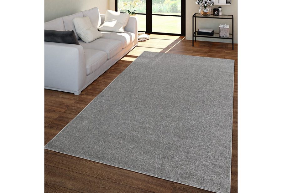 TT Home Teppich Diele, Esszimmer, Flur, Schlafzimmer, Wohnzimmer, Rechteckig, Höhe: 12 mm, Wohnzimmer Teppich Kurflor Unifarbendes Design Modern Und Zeitlos von TT Home