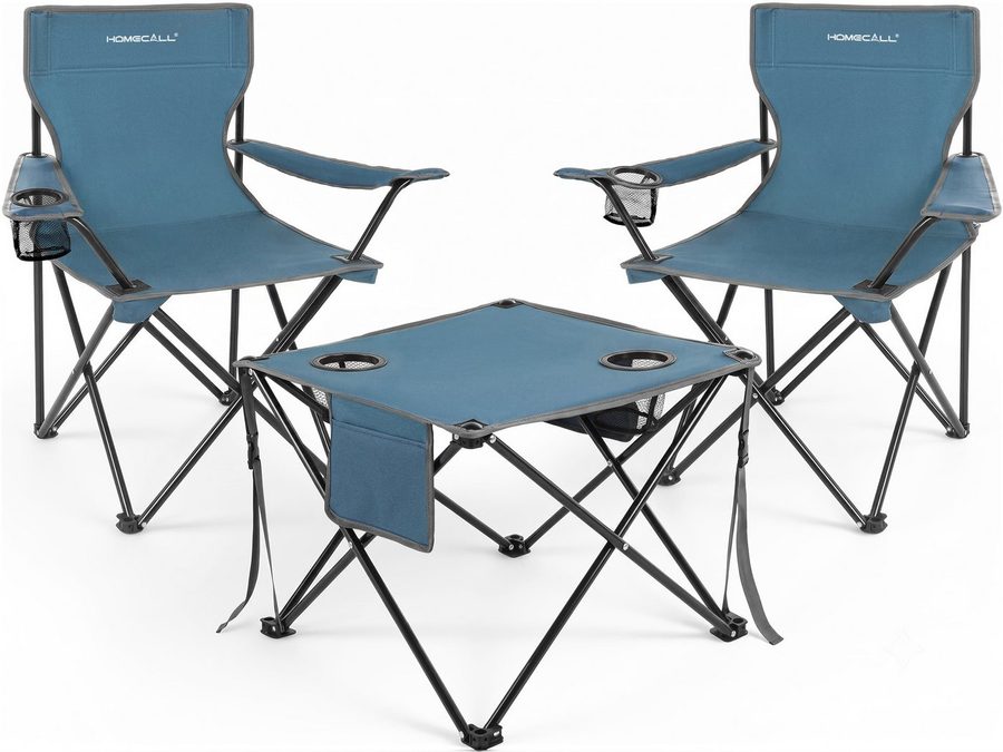 HOMECALL Campingstuhl Campingtisch mit Stühlen Klappstuhl Camping Faltstuhl Picknicktische (Rutschfest & Wetterfest, für Camping, Picknick, Angeln, 1 St), Faltstuhl Campingstuhl mit Tisch Klapptisch mit Stühlen von HOMECALL