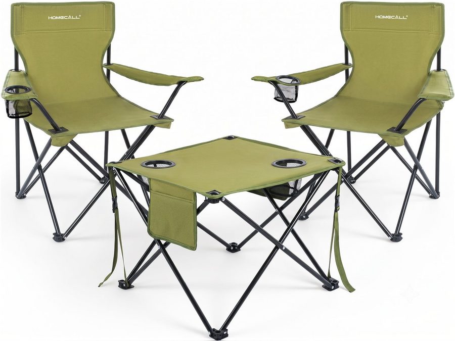 HOMECALL Campingstuhl Campingtisch mit Stühlen Klappstuhl Camping Faltstuhl Picknicktische (Rutschfest & Wetterfest, für Camping, Picknick, Angeln, 1 St), Faltstuhl Campingstuhl mit Tisch Klapptisch mit Stühlen von HOMECALL