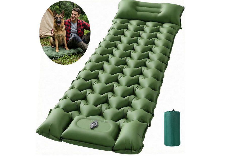 Elegear Isomatte Isomatte Selbstaufblasende mit Fußpumpe & Kissen, Campingmatte leichte, (1-tlg., für 1 Personen), 197x67cm Aufblasbare Isomatte für Wandern Strand Reisen Zelt Outdoor von Elegear