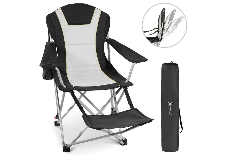HOMECALL Campingstuhl mit fußstütze Klappstuhl Angelstuhl Faltbar gepolstert gartenstuhl (2-in-1-Funktion gartenstuhl klappbar campingstuhl mit fußablage), 3 fach Verstellbare Rückenlehne von HOMECALL
