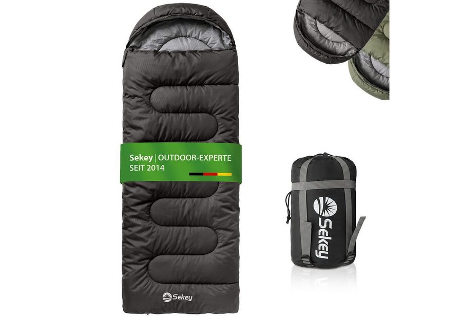 Sekey Deckenschlafsack 3 Jahreszeiten Schlafsack 220x80 cm 10–20°C Deckenform mit Kapuze, 2-in-1 Schlafsack & Decke – Atmungsaktiv, wasserabweisend von Sekey