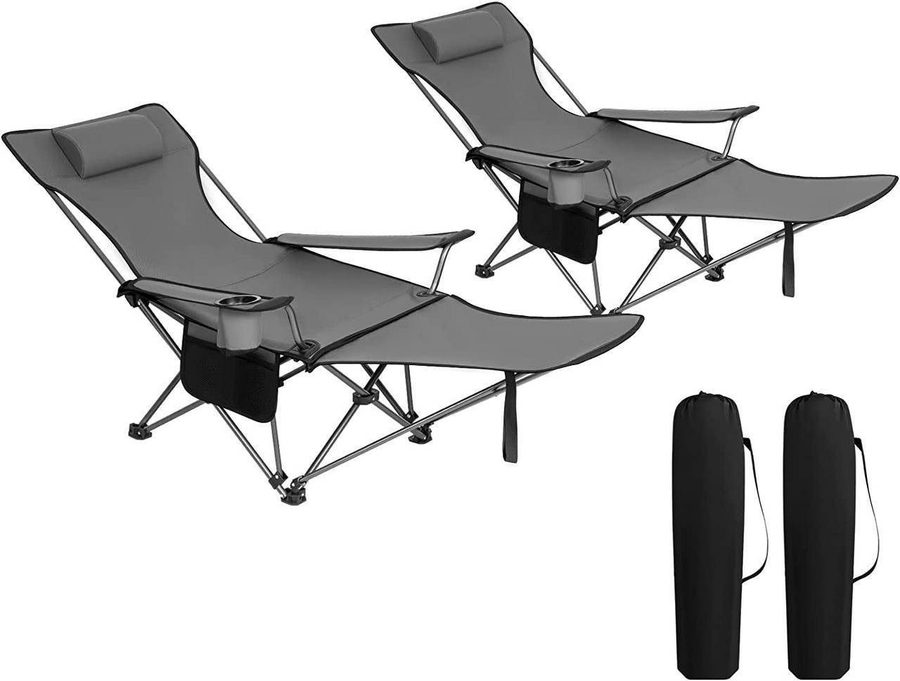 Woltu Campingstuhl (2 St), klappbar für Outdoor mit Armlehnen Getränkehalter von WOLTU