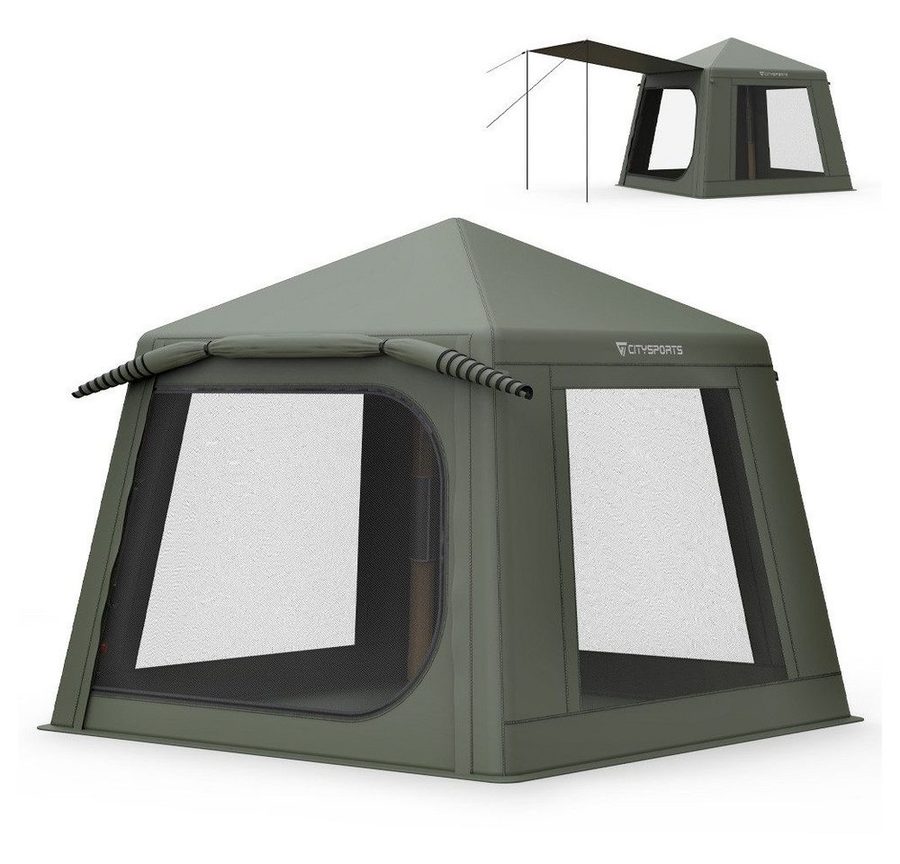 CITYSPORTS aufblasbares Zelt XL-XXL Campingzelt für 2-6 Personen, mit 300D Oxford-Stoff, Personen: 3, ca. 5.5m²,UV50+ PU3000+, mit Feuchtigkeitsschutzmatte und Tragetasche von CITYSPORTS