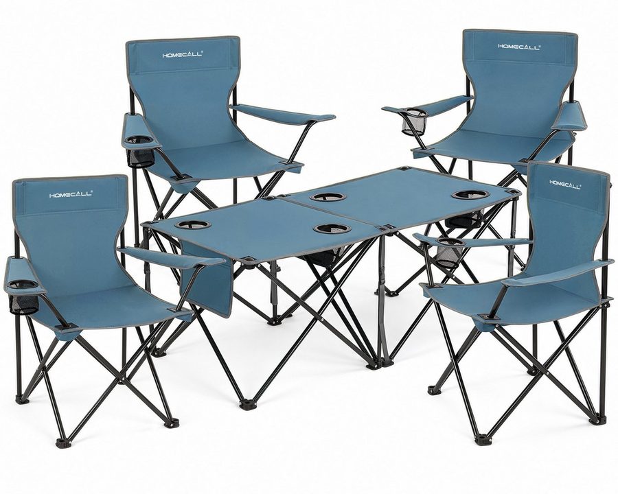 HOMECALL Campingstuhl Campingtisch mit Stühlen Klappstuhl Camping Faltstuhl Picknicktische (Rutschfest & Wetterfest, für Camping, Picknick, Angeln, 2 St), Faltstuhl Campingstuhl mit Tisch Klapptisch mit Stühlen von HOMECALL