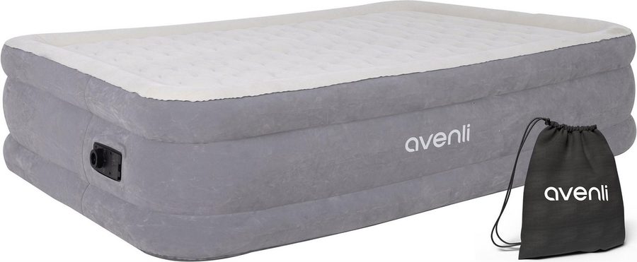 Avenli Luftbett Luftmatratze selbstaufblasend 2 Personen 203x152x46cm Queen-Size, (Gästebett Matratze mit integrierter Elektropumpe, 1-tlg., Reisebett elektrisch mit weicher beflockter Oberfläche), aufblasbar mit Pumpe und Tragetasche von Avenli