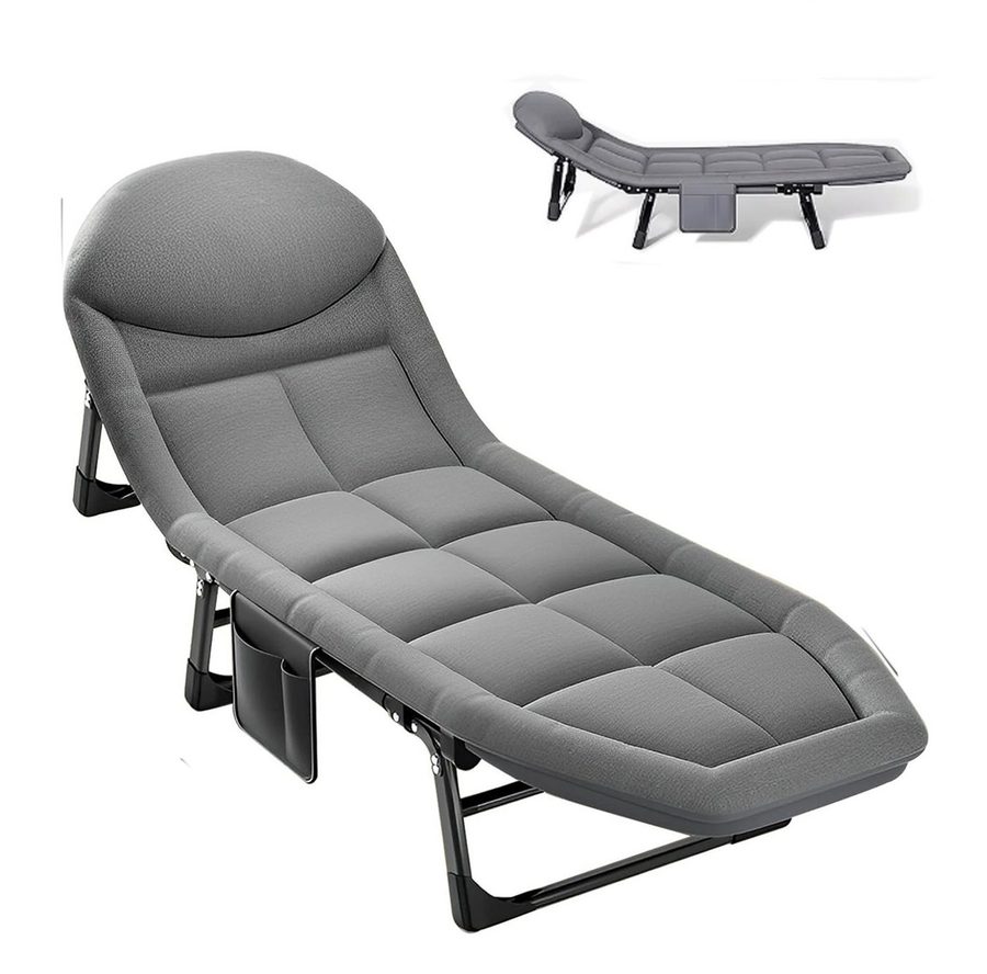 MECO Campingliege Liegestuhl Sonnenliege Relaxsessel Gartenliege (1-St) Campingbett Verstellbar & Stabil, bis 150 kg, 190x66x35cm von MECO