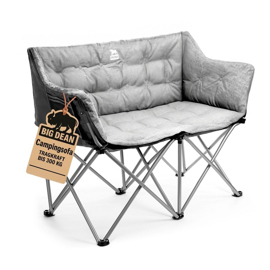 BigDean Campingstuhl faltbar 2 Personen 300kg belastbar weich gepolstert (Packung, 1 St), Pulverbeschichteter Stahlrahmen & 600D Oxford Gewebe von BigDean