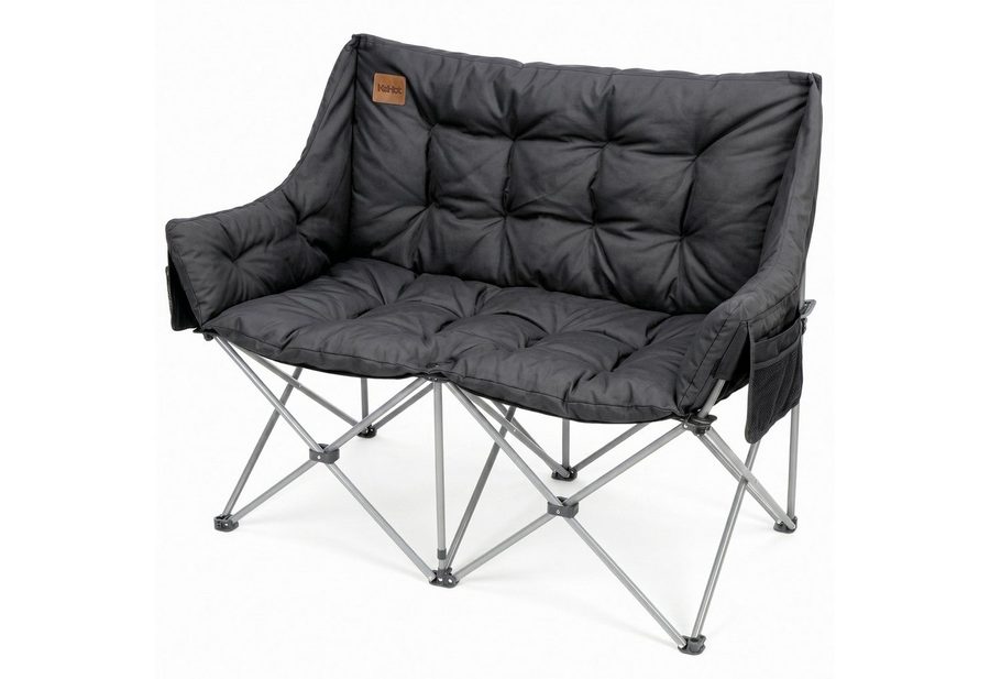 kehot Campingstuhl Faltbarer 2-Sitzer Campingstuhl mit 6 cm Polsterung, 127×94×60 cm (Doppelsitz Outdoor Sofa bis 240kg belastbar, Campingklappstuhl), Klappstuhl mit Oxford-Gewebe,Tragetasche, für Camping Garten Balkon von kehot