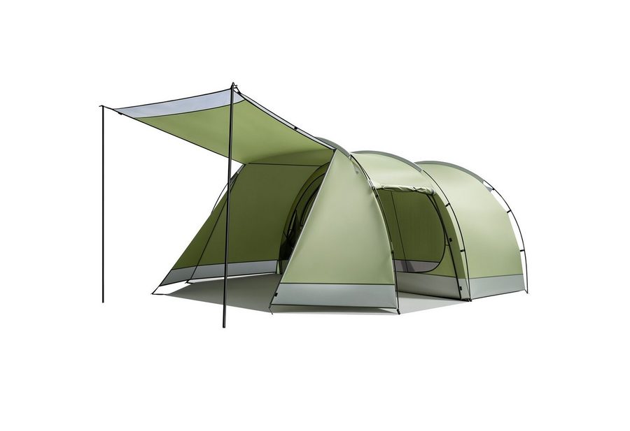 Lumkudos Tunnelzelt Camping Zelt 4 Personen Zelte 5000 mm Familienzelt 420 x 260 x 150 cm, Personen: 4 (Packung, 1 tlg., Tragetasche, Bodenplane, Innenzelt mit Moskitonetz, Heringe), Campingzelt mit Vorzelt Schlafkabine Tent mit abnehmbarem Zeltboden von Lumkudos