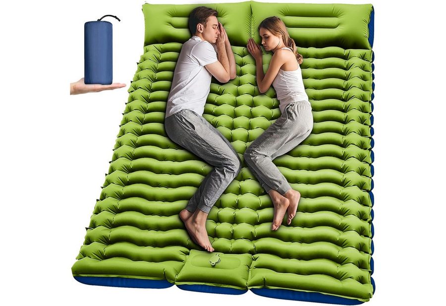 feinlux Isomatte Camping Isomatte Selbstaufblasend, (set, Ultraleicht Luftmatratze Camping für 2 Personen), Aufblasbare mit Fußpumpe & Kissen für Outdoor, Wandern, Zelt von feinlux