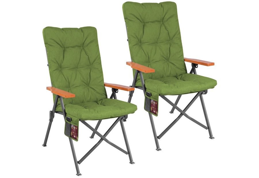 HOMECALL Campingstuhl Faltbar Hochlehner Luxus Klappstuhl mit 4,5cm Dicke Gepolstert (150kg Belastbar mit 4 Positionen Verstellbar Angelstuhl, 2 St), für Garten Balkon Wohnmobil von HOMECALL