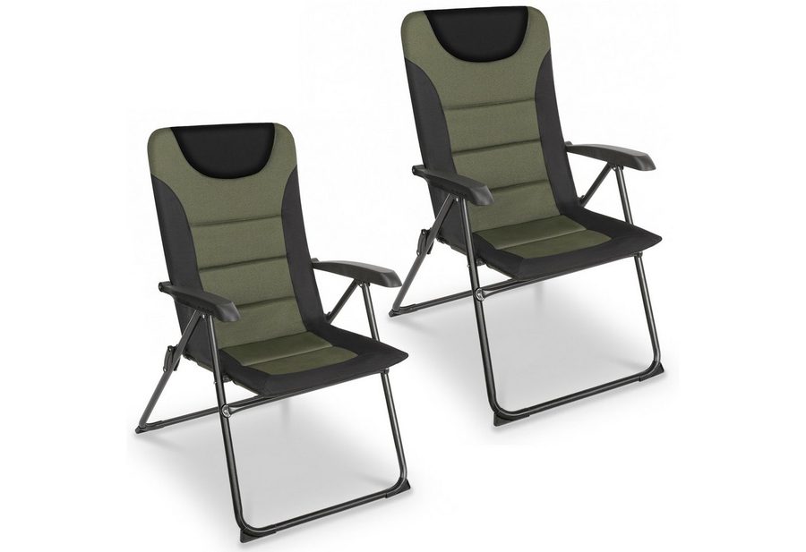 HOMECALL Campingstuhl Gartenstuhl Gepolsterter Klappstuhl für Wohnwagen Outdoors-150kg (2 St), Hochlehner Anglerstuhl mit 5-fach verstellbarer Rückenlehne von HOMECALL