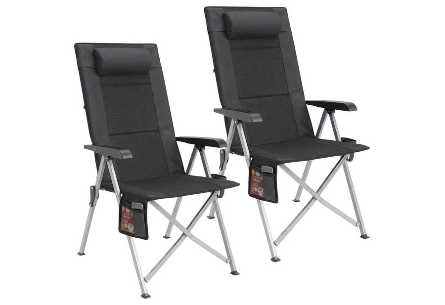 HOMECALL Campingstuhl Faltbar Hochlehner Luxus Klappstuhl mit 4,5cm Dicke Gepolstert (2 St), für Garten Balkon Wohnmobil von HOMECALL