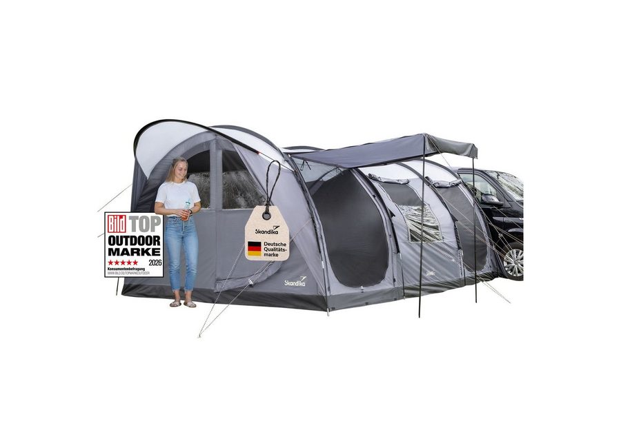 Skandika Buszelt Esbjerg Travel 4 Protect, Freistehend, 2 Schlafkabinen, Personen: 4 (Moskitonetz an allen Eingängen und Fenstern, Tragetasche), Wassersäule 3000 mm, eingenähter Zeltboden, 2,1 m Stehhöhe von Skandika