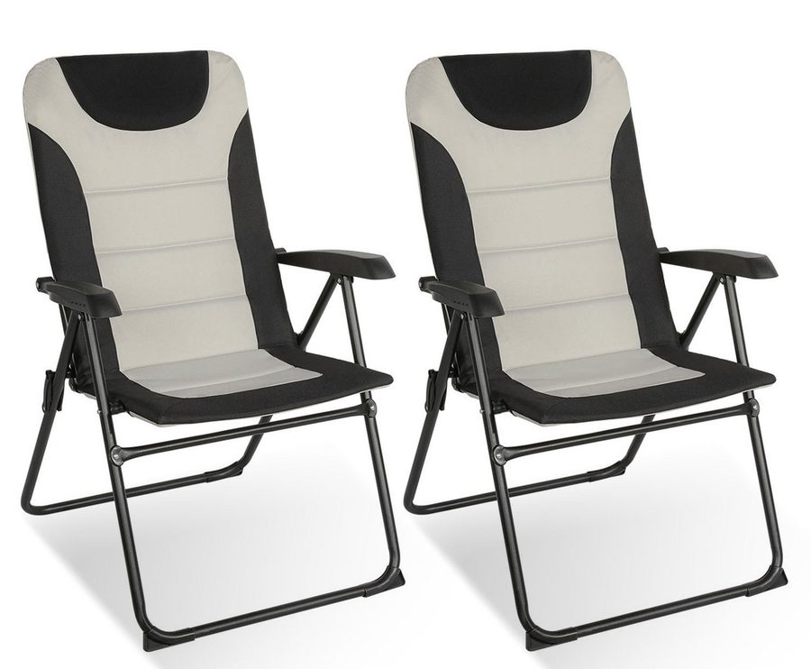 HOMECALL Campingstuhl Gartenstuhl Gepolsterter Klappstuhl für Wohnwagen Outdoors-150kg (2 St), Hochlehner Anglerstuhl mit 5-fach verstellbarer Rückenlehne von HOMECALL