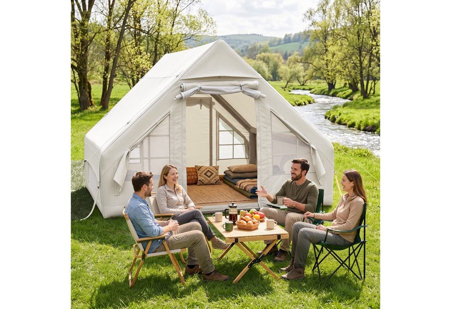 HawthyHome aufblasbares Zelt 3x2m mit Luftpumpe 2-6 Personen Luftzelt Wasserdicht & Schneller, Weiß, Schnelle Aufblasung, Wasserdicht & Sonnenschutz für Jedes Wetter von HawthyHome