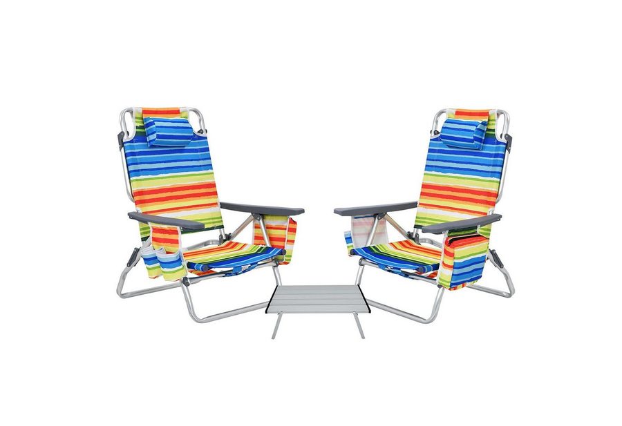 KOMFOTTEU Campingstuhl Strandstuhl (Set, 2 St), mit Rückenlehne 5 stufig verstellbar von KOMFOTTEU