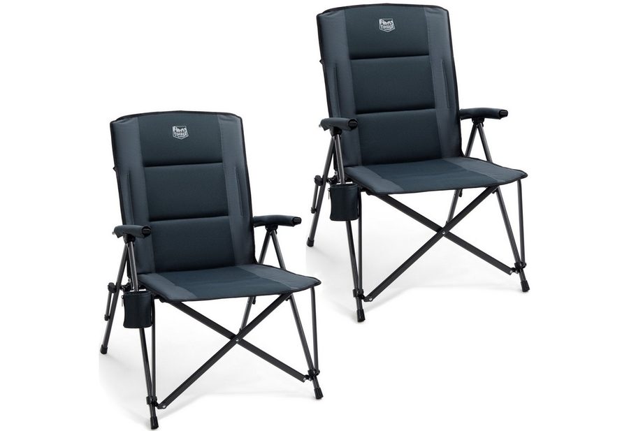 TIMBER RIDGE Campingstuhl Faltbar Breiter Sitz 55cm Leicht Klappstuhl 150kg Belastbar (2 St), 55×48×102cm, schwarz von TIMBER RIDGE